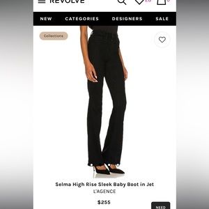 Revolve L’AGENCE Selma High Rise Sleek Baby Boot Cut Jeans in Jet